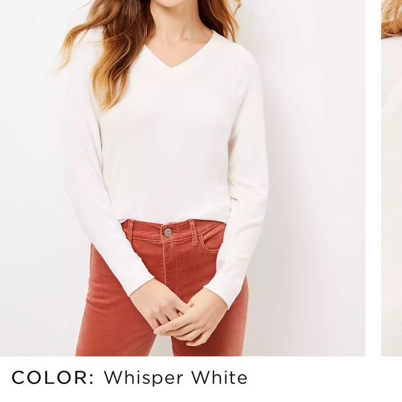 LOFT Tops - LOFT Rib Trim V-neck Long Sleeve Tee